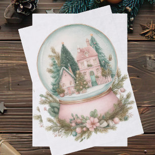 Papel De Seda Bola de Nieve Navideña con Estilo Festivo y Vintag