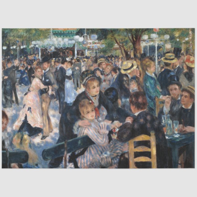 Papel De Seda Bola en el Moulin de la Galette, Auguste Renoir (Anverso)