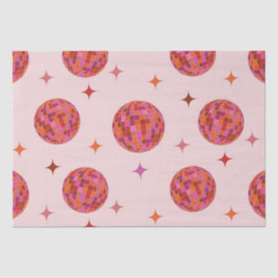 Papel De Seda Bolas de discoteca retro rosa púrpura naranja con 