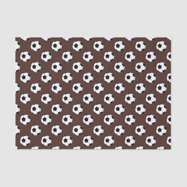 Papel De Seda Bolas de fútbol negro/blanco en Brown (Anverso)