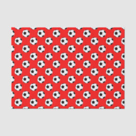 Papel De Seda Bolas de fútbol negro/blanco en rojo