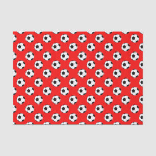 Papel De Seda Bolas de fútbol negro/blanco en rojo