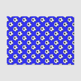 Papel De Seda Bolas de fútbol negro/blanco sobre azul