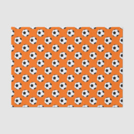 Papel De Seda Bolas de fútbol negro/blanco sobre Naranja