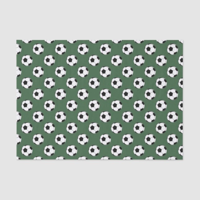 Papel De Seda Bolas de fútbol negro/blanco, verde cazador (Anverso)