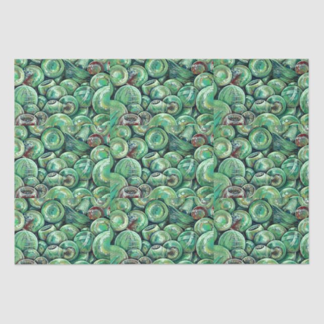 Papel De Seda Bolas de Navidades verdes (Anverso)