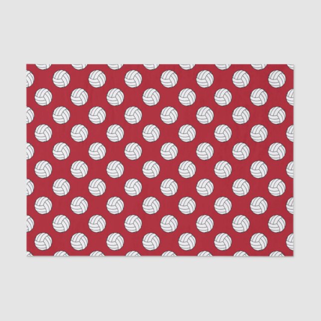 Papel De Seda Bolas de voleibol negro/blanco, rojo oscuro (Anverso)