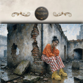 Papel De Seda Bold Urban Woman Red White Stripes Decoupage