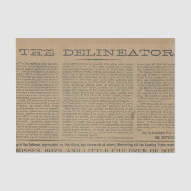 Papel De Seda Boletín de la revista Vintage (Anverso)