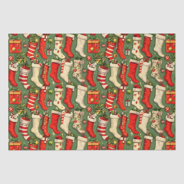 Papel De Seda Bolsas de Navidad retro vintage (Anverso)