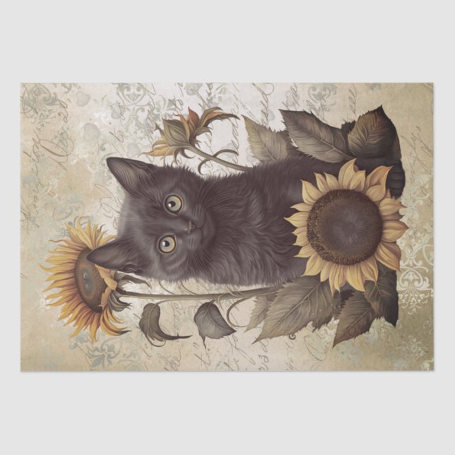 Papel De Seda Bombay Kitten Sunflower Cat (Anverso)