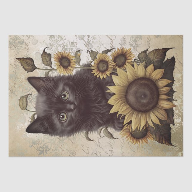 Papel De Seda Bombay Kitten Sunflower Cat (Anverso)