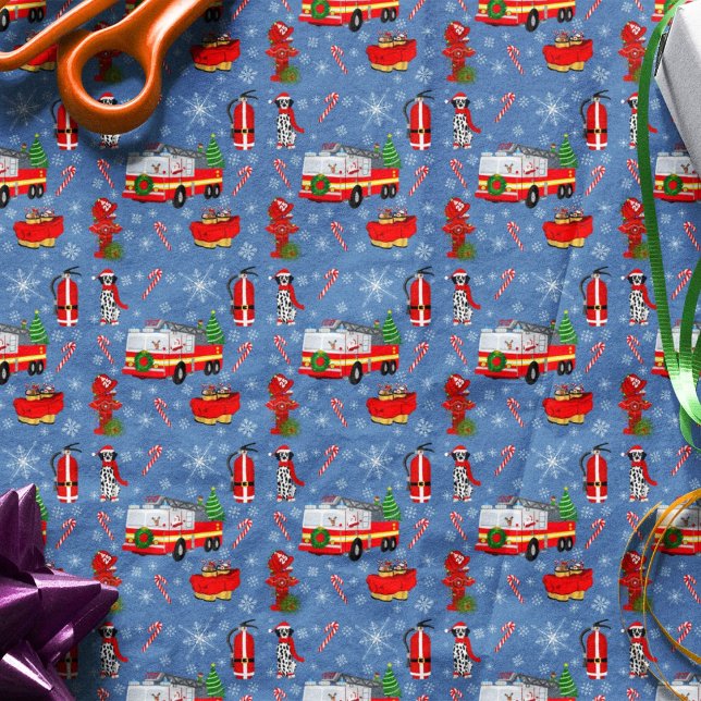 Papel De Seda Bombero Navidad con Santa y Dálmata    (Subido por el creador)