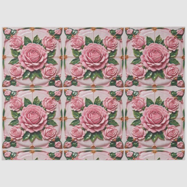 Papel De Seda Bonita colección de moda de rosas rosas rosas rosa (Anverso)