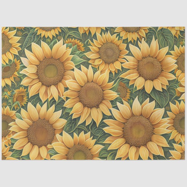 Papel De Seda Bonita colección moderna de girasoles (Anverso)