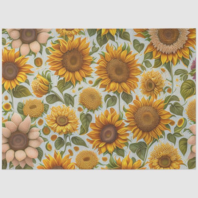 Papel De Seda Bonita colección moderna de girasoles (Anverso)
