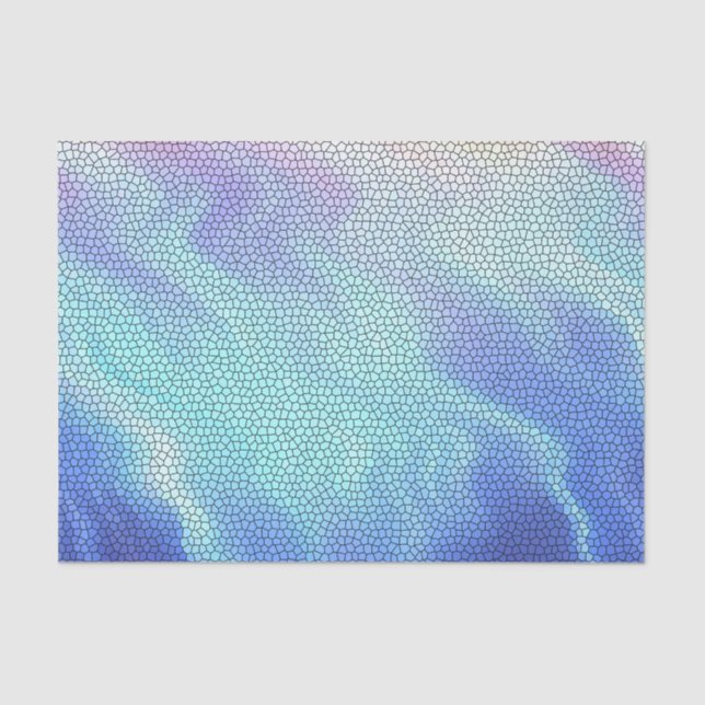 Papel De Seda Bonito Aqua Blue Purple Pastel Mosaic (Anverso)