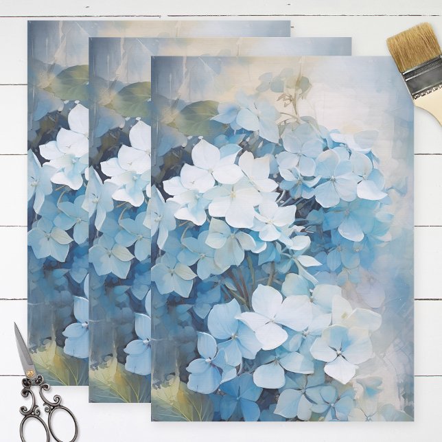 Papel De Seda Bonito azul acuarela Hydrangea Decoupage (Subido por el creador)