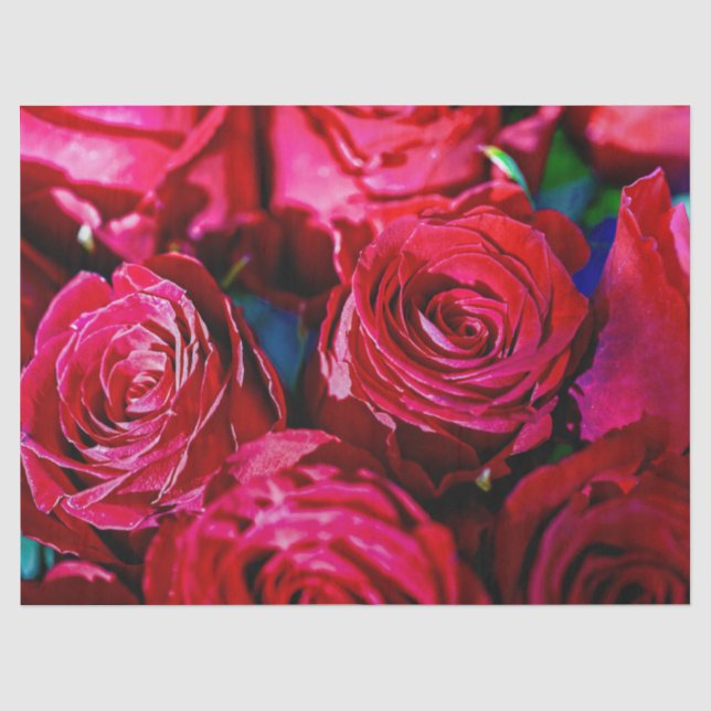 Papel De Seda Bonito Bunch De Rosas Rojas (Anverso)