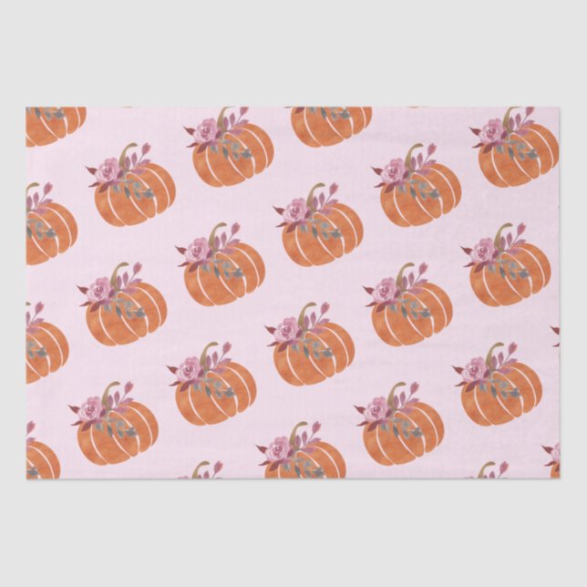 Papel De Seda Bonito Calabaza Floral Girly Pink Cumpleaños (Anverso)
