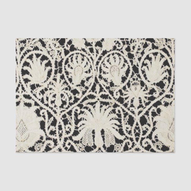 Papel De Seda Bonito clásico blanco de línea de encaje antiguo b (Anverso)