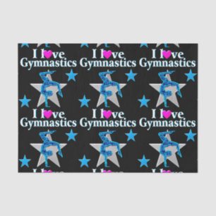 PAPEL DE SEDA BONITO DISEÑO DE GIMNASIA AZUL Y PLATA