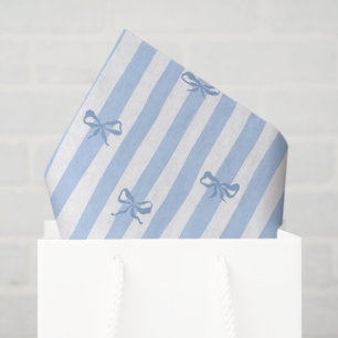 Papel De Seda Bonito dulce Shabby chic rayas azules Bows