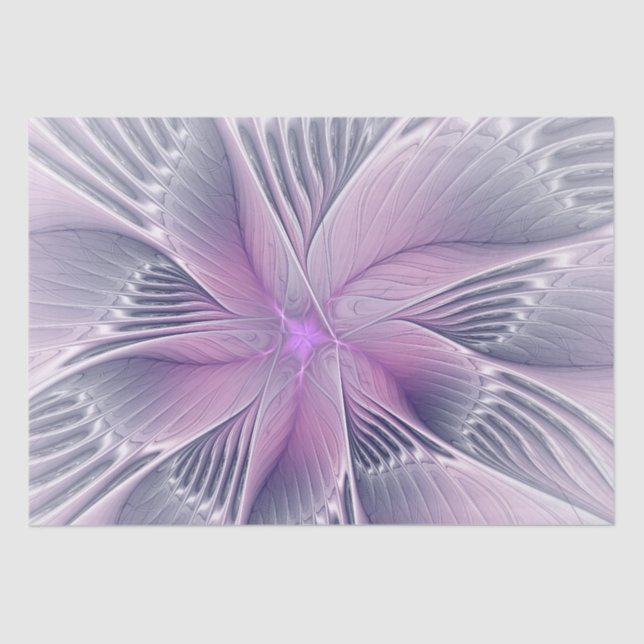 Papel De Seda Bonito Flor Rosa Moderna Resumen Arte Fractal (Anverso)