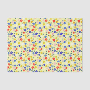 Papel De Seda Bonito Floral Delicado en Amarillo Pastel