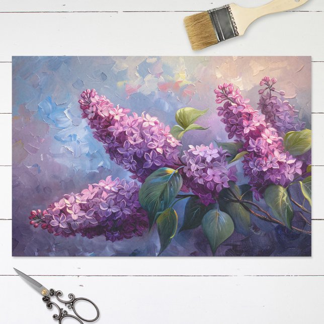 Papel De Seda Bonito Flores Lilac Aceite Pintar Descomposición (Subido por el creador)