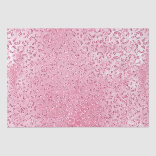 Papel De Seda Bonito Girly Sugar Purpurina Rosado Leopardo (Anverso)