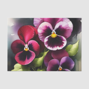 Papel De Seda Bonito maroon daek pansies rojos pintura acuarela