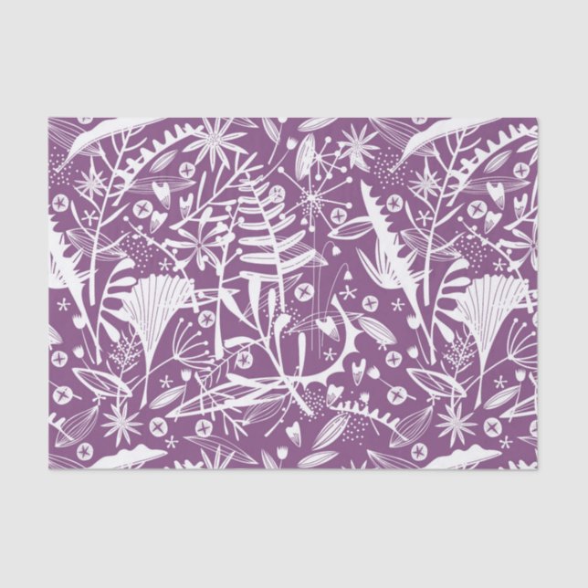 Papel De Seda Bonito Morado Floral Botánica (Anverso)