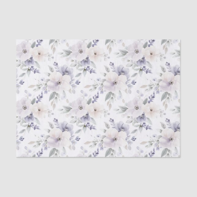 Papel De Seda Bonito Morado Lavanda Flores Bridales Ducha (Anverso)
