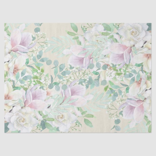 Papel De Seda Bonito Pastel acuarela Ephemera Decoupage Floral (Anverso)