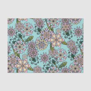 Papel De Seda Bonito Pastel Boho Flores y Curlicues Patrón