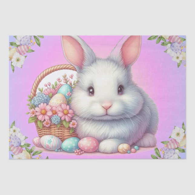Papel De Seda Bonito Pastel de conejo de Pascua (Anverso)