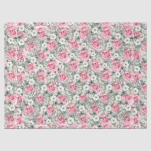 Papel De Seda Bonito Pastel Rubor Roses rosadas y Eucalipto