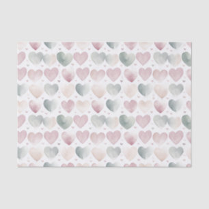 Papel De Seda Bonito Patrón de Corazón de Acuarela Pastel