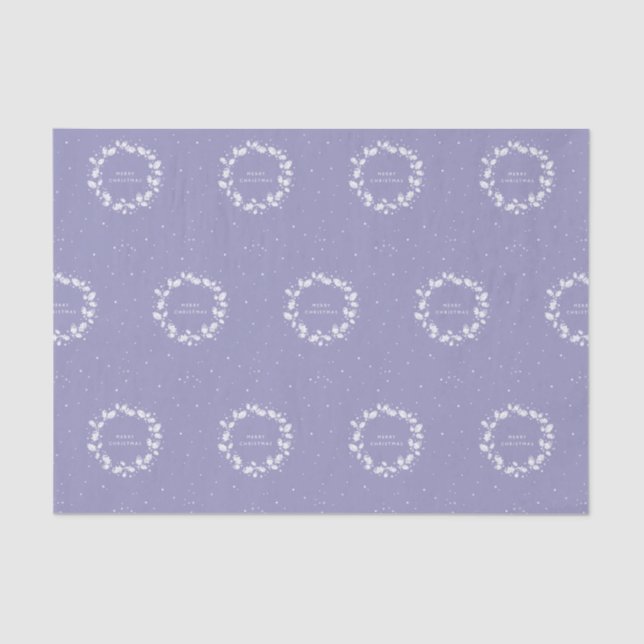 Papel De Seda Bonito Periwinkle Merry Christmas Holly Wreath (Anverso)