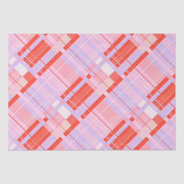Papel De Seda Bonito Preppy Placa - Rosa, Rojo y Lavanda (Anverso)