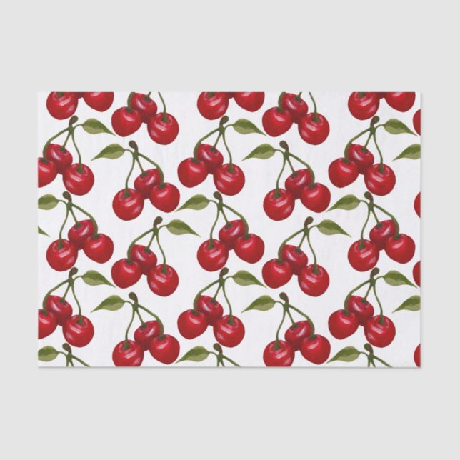 Papel De Seda Bonito Red Cherry Watercolor (Anverso)