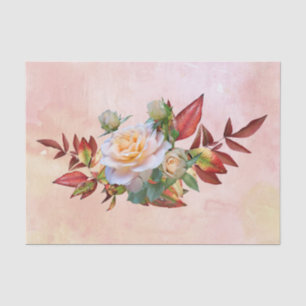 Papel De Seda Bonito Rosas de Peach Autumn Floral