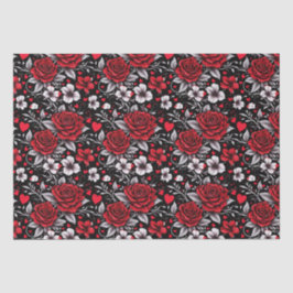 Papel De Seda Bonito, Roses rojas, negras y blancas, corazón