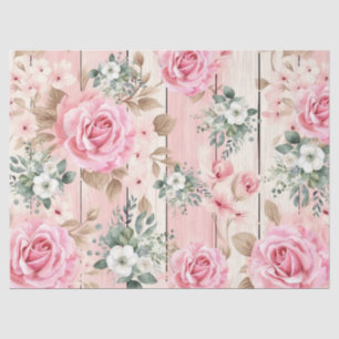 Papel De Seda Bonito Shabby Chic Rosas y Eucalipto