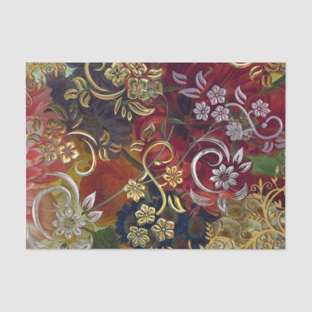 Papel De Seda Bonito Swirls Floral Background Tissue Paper (Anverso)