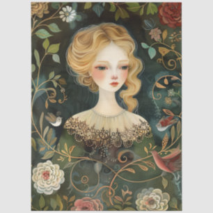 Papel De Seda Bonito Victoriana Lady Whimsical Wildflowers