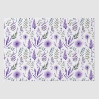 Papel De Seda Bonito Watercolor Floral Lavanda Morado Botánico