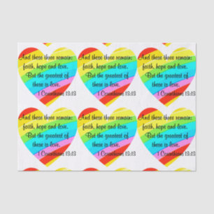 PAPEL DE SEDA BONITOS CORINTHIANS 13:13 DISEÑO DE CORAZÓN DE LLU