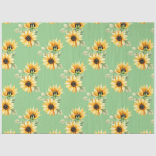 Papel De Seda Bonitos girasoles de fondo verde